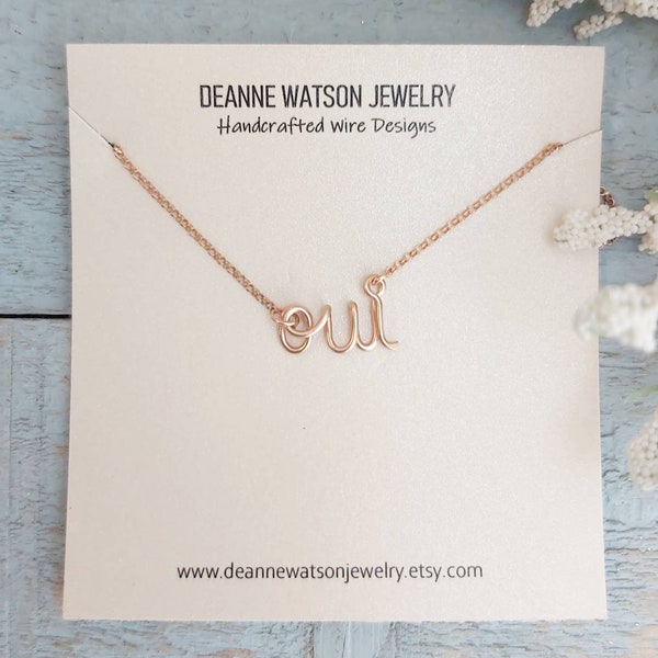 Oui Necklace, Custom Word Necklace, Personalized Gifts for Women, Wire Wrap Jewelry