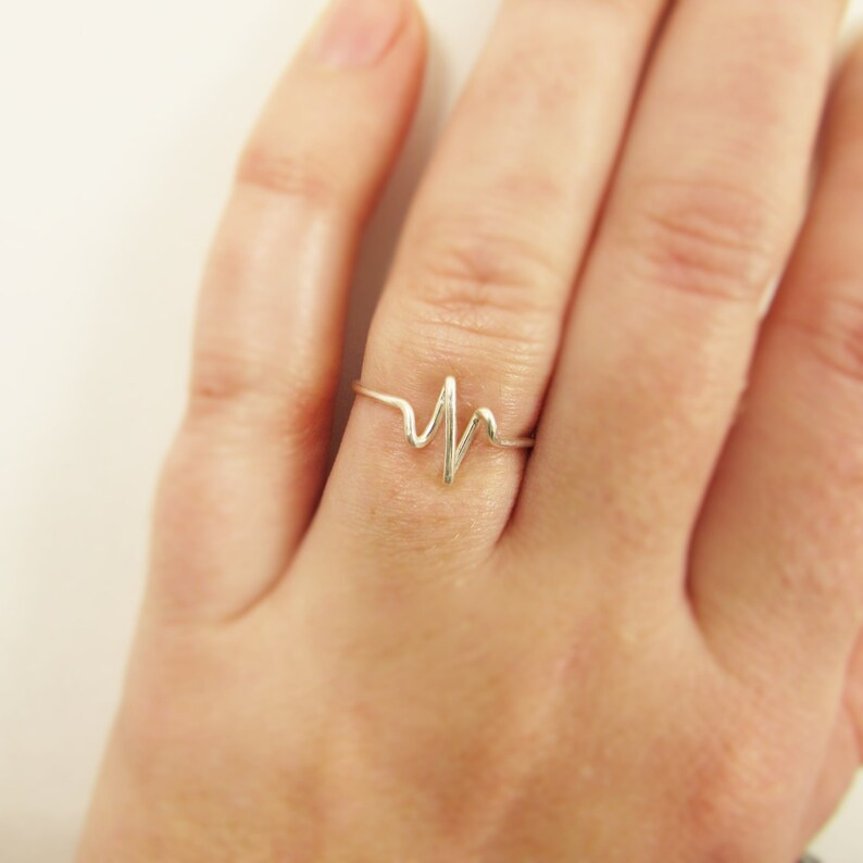 Wire Wrap Heartbeat Ring Handcrafted 14k Gold Silver or Rose image 1