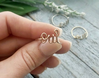 Oui Ring, Personalized Gifts for Women, Best Friend Rings, Custom Word Ring, Personalized, Gifts for Her, One Little Word, Intention Jewelry