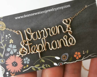 Double Name Necklace, Gift for Wife, 10th Anniversary Gifts for Women, Kids Name Keepsake