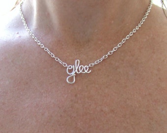 Glee Necklace: Silver Wire Word Pendant, Choir Gift