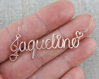 Wire Name Necklace, Handwriting Jewelry for Girls, Personalized Gift