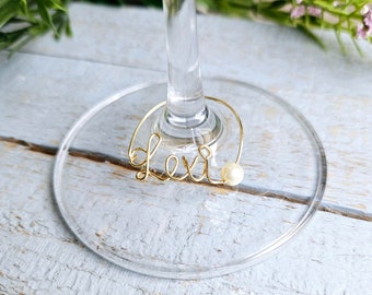 Wedding Wine Charms, Custom Name, Bachelorette Bridal Shower Favors for Guests
