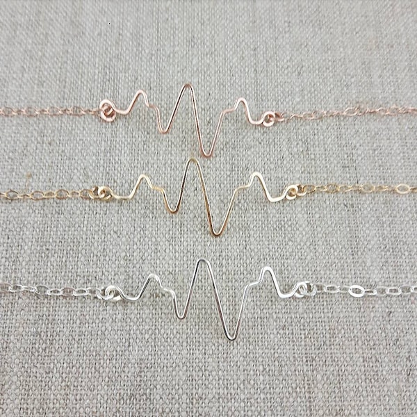 Heartbeat Bracelet, EKG Bracelet, Girlfriend Gift, EKG Gift for Wife, Echocardiogram Jewelry