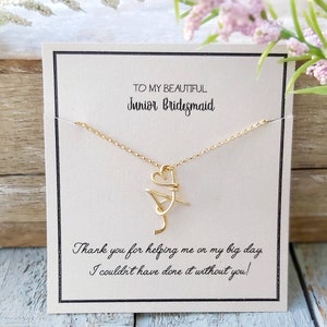 Personalized Initial Necklace with Thank You Card, Junior Bridesmaid Gift