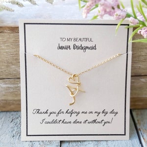 Collier initial personnalisé, cadeau de demoiselle d'honneur junior, personnalisez votre carte
