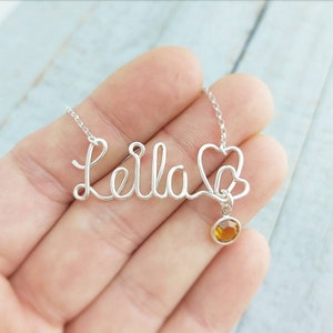 Name Necklace, Personalized Girl Birthday Gift, Teenage Girl Gifts, Birthstone Jewelry, Sweet 16 Gift Ideas