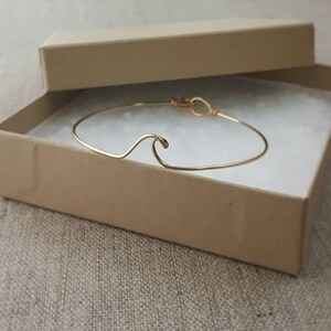 Gold Wave Bangle, Beach Wedding, Boho Jewelry, Dainty Minimalist Gifts for Her, Stocking Stuffer, Gifts Under 30 image 5