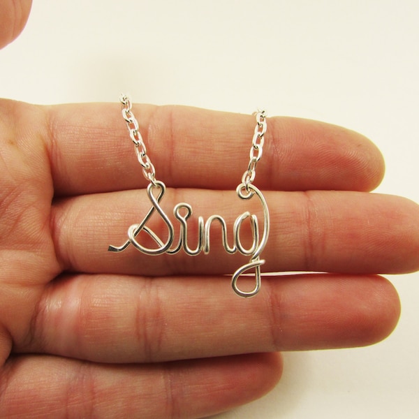 Singer Necklace, Music Gift, Personalized Word Pendant, One Little Word, Intention Jewelry