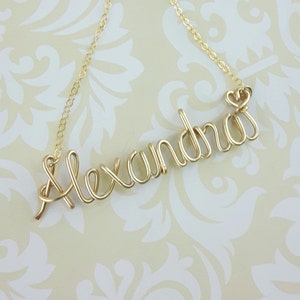Wire Name Necklace, Bridesmaid Gift Idea, Personalized Jewelry for Girls and Women, 14K Gold Fill