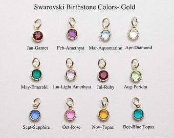 Swarovski Birthstone Charm: 6mm Channel, Silver, Gold, Rose Gold