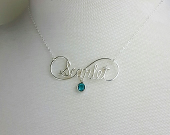 Child Name Necklace, Personalized Gift for Girls - 3 styles, Birthstone Necklace for Teens