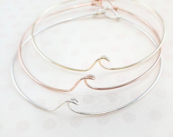 Wave Bangle, Stacking Bangle, Beach Jewelry, Handmade Jewelry for Bride, Stocking Stuffer, Gifts Under 30