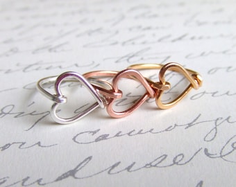 Heart Ring, Gift Ideas for Girlfriend, Best Friends or Teens, Dainty Heart Jewelry, Girlfriend Ring