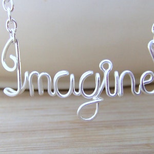 Imagine Necklace, Personalized Word Jewelry, Affirmation, Intention Gifts