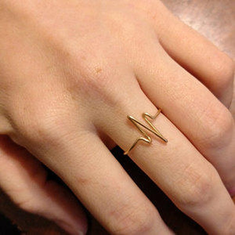 Wire Wrap Heartbeat Ring Handcrafted 14k Gold Silver or Rose image 0