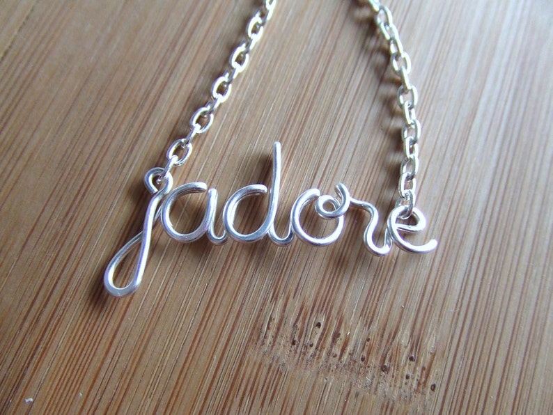 Jadore Necklace Love Necklace French Silver Word Necklace Personalized Necklace Wire Wrap Jewelry Gifts image 2