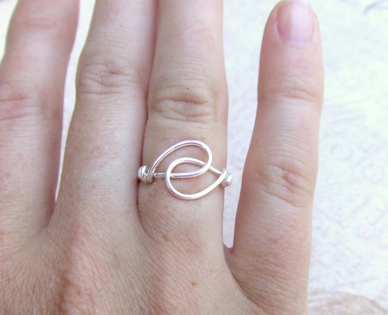 Friendship Ring, Holding Hands Wire Wrap Silver Ring, Simple Ring, Best Friend jewelry image 1