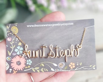 Name Necklace, Personalized Gift for Aunts Birthday, New Aunt Gift, From Niece