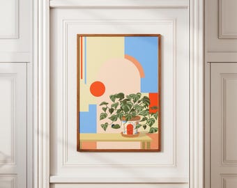 Plant Modern Abstract Digital Print | Plant Wall Art | Sunroom II Print | Instant Download