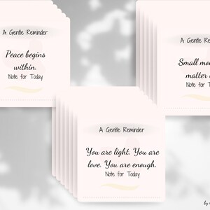 Um Lembrete Gentil | 30 Cartões com Citações Diárias para Imprimir | Notas de Autocuidado para uma Vida Consciente | Baralho de Cartas Minimalistas e Inspiradoras em PDF