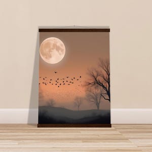 Vuelo silencioso al anochecer - Póster clásico de papel semibrillante con colgador