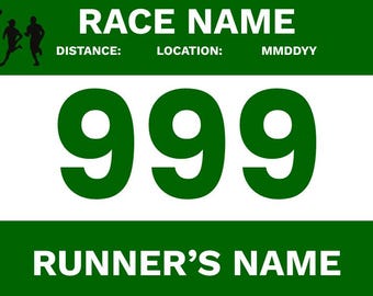 Modello di pettorale da corsa stampabile / Numero di gara personalizzato / File Canva modificabile / Modelli 4 in 1 per la corsa stampabili