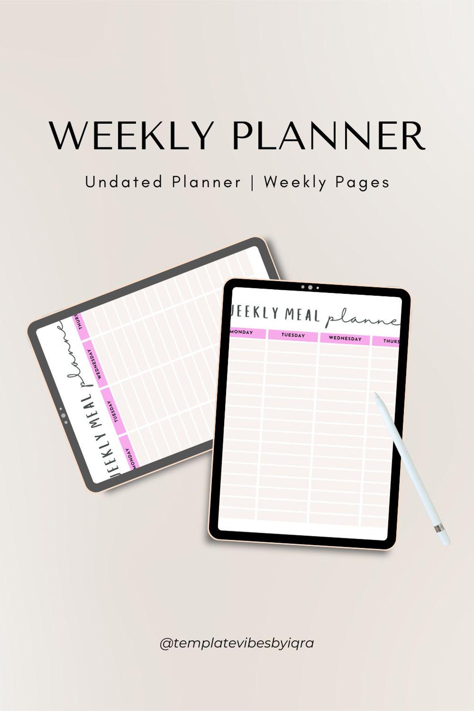 Weekly Meal Planner Printable Template, 7 Day Menu Plan, Food Planner ...