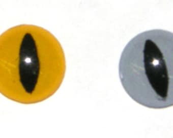 Cat Eyes - 10 Pairs of enameled crystal lenses
