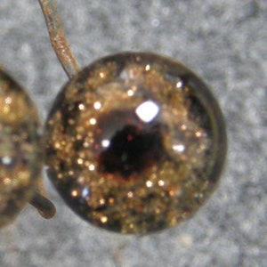 9-10mm -Gold Sparkle Solid Glass Eyes on Wire - 2 pair