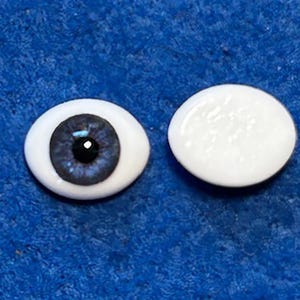 Glass Oval Paperweight Doll Eyes with a Human Iris- One Pair