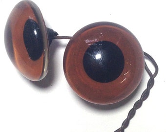 26mm Brown Eyes on wire 1 pair