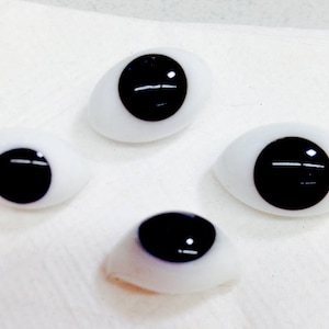 Antique Black Iris Oval Blown Glass Doll Eyes- One Pair