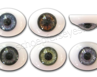 Glass Oval Paperweight Doll Eyes with a Human Iris- One Pair