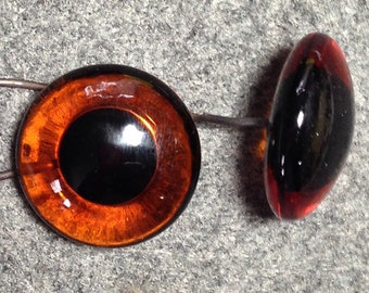 1 Pair Amber Eyes on wire Many Sizes