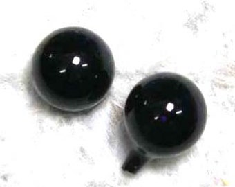 Globe Eyes Black blown glass full round animal eyes - One Pair22 mm