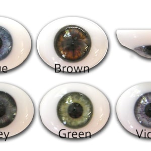 Glass Oval Paperweight Doll Eyes with a Human Iris- One Pair