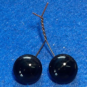 Globe Eyes Black blown glass full round animal eyes - One Pair22 mm