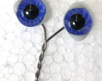 2 pr - Solid Glass Eyes on wire with white sclera sides. Several Sizes and Colors