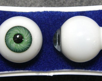Ojos de muñeca con pisapapeles Karl de cristal verde de 24 mm con iris roscado, un par