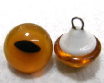 Solid Glass Cat Eyes with a loop back- Yellow Cat Eyes