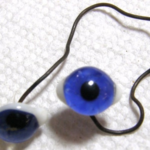 2 pr - Solid Glass Eyes on wire with white sclera sides. Several Sizes and Colors #8