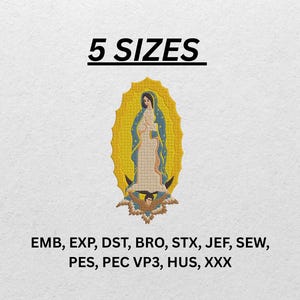 Our Lady of Guadalupe Embroidery Design – Virgin Mary Religious Machine Embroidery – Catholic Applique Pattern – Instant Download