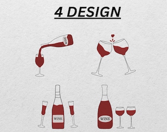 Weinglas & Flasche Stickdatei