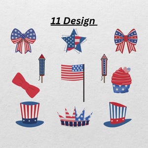 Patriotic 4th of July Embroidery Design Set – 11 USA Flag Designs for Machine Embroidery | American Independence Day Bundle