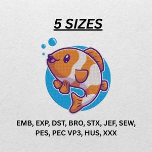 Borduurontwerp vissen | Onderwater zee dier machine borduurwerk bestand | Direct downloaden