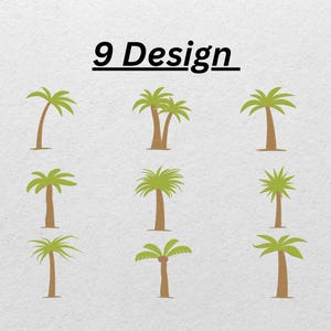 Palm Tree Embroidery Design Set – 9 Tropical Summer Machine Embroidery Files – Vacation Beach Decor – Instant Download