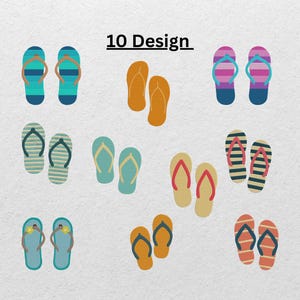Flip Flop Stickdatei Set – 10 Sommer Sandalen Designs | Thema Strand & Urlaub | Digitale Maschinenstickdatei | Sofort Download