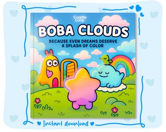 Digital Coloring Book for Kids: Boba Clouds, 50 Cute Kawaii Pages, Cozy Printable PDF, Relaxing Instant Download