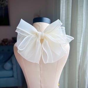 Handmade Large Organza Bow: Elegant Wedding Hair Clip